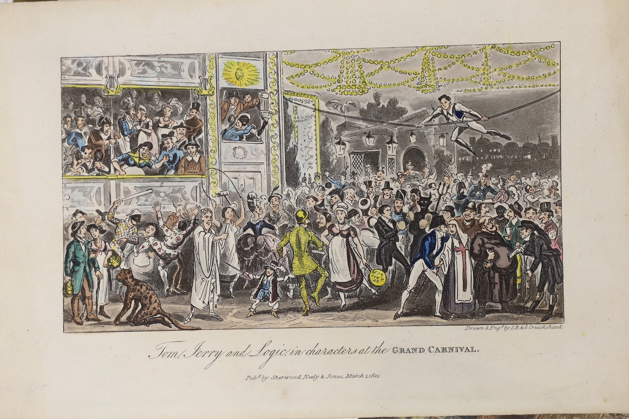 A folio of assorted 18th, 19th and 20th century prints including caricatures by Cruickshank and Bunbury